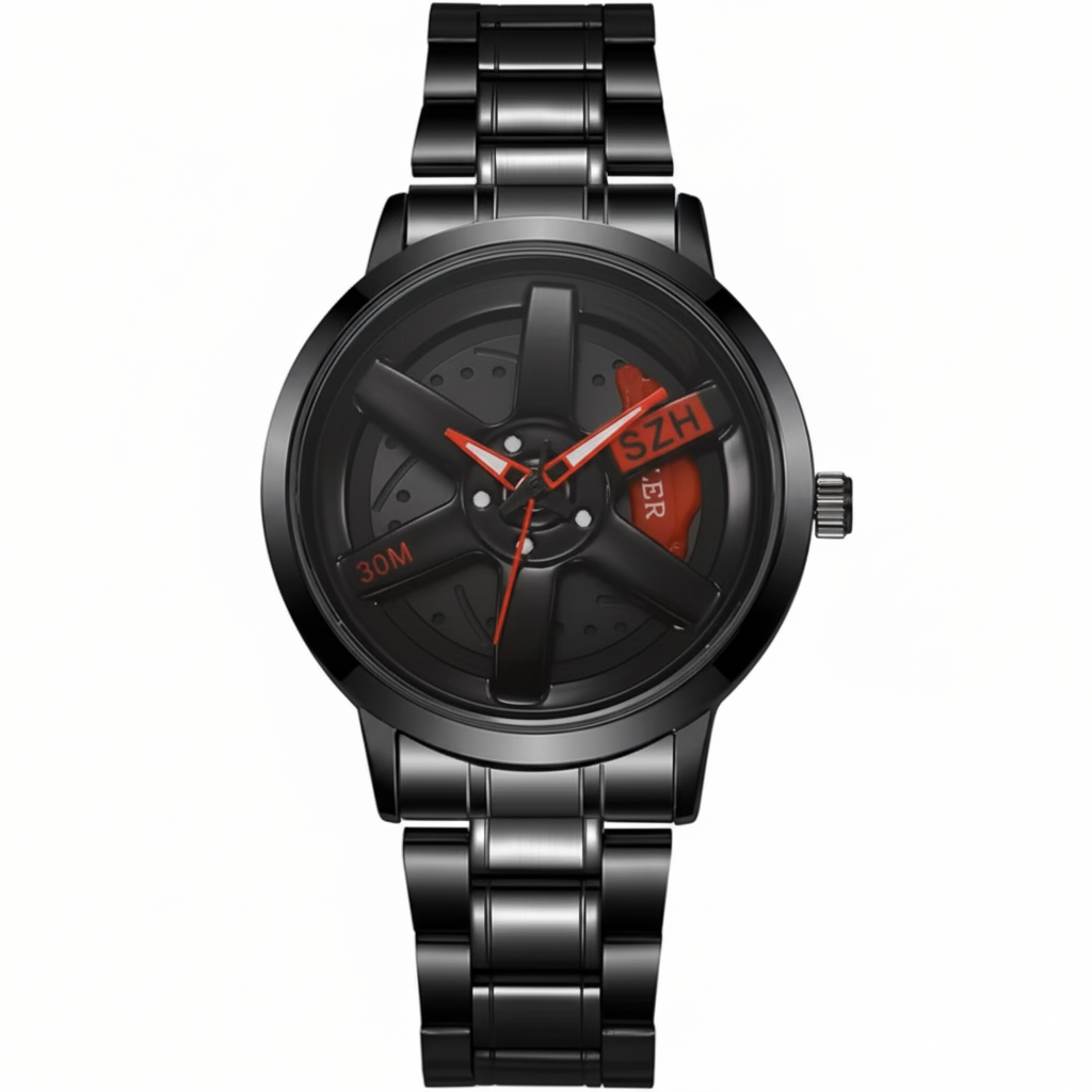 All-black watch studio shot