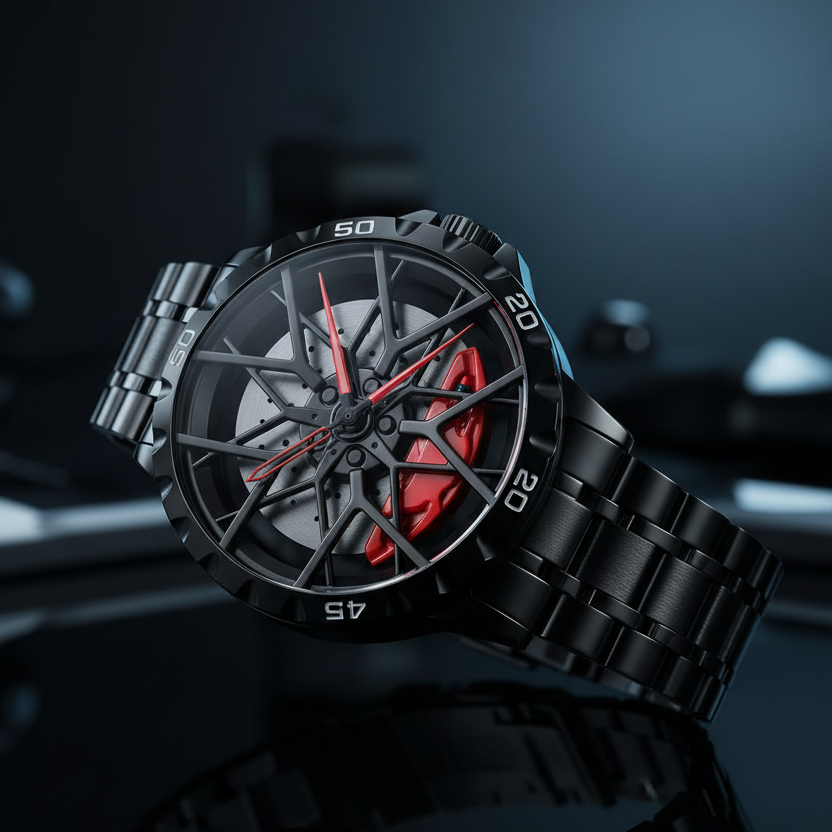 Black sports watch dramatic